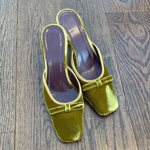 STAUD Karine Velvet Mules with Bow